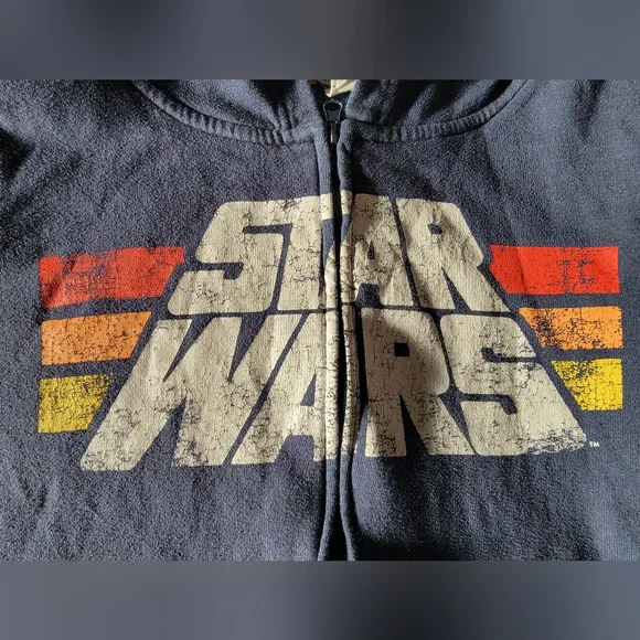 Lucas Films Star Wars Hoodie with Retro Stripes Sz M Vintage Wash Unisex - Picture 7 of 7